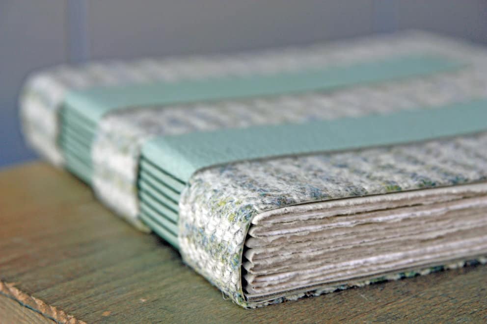 Hebridean Tweed and Leather Cross Structure Sea Glass Reflections - Image 2