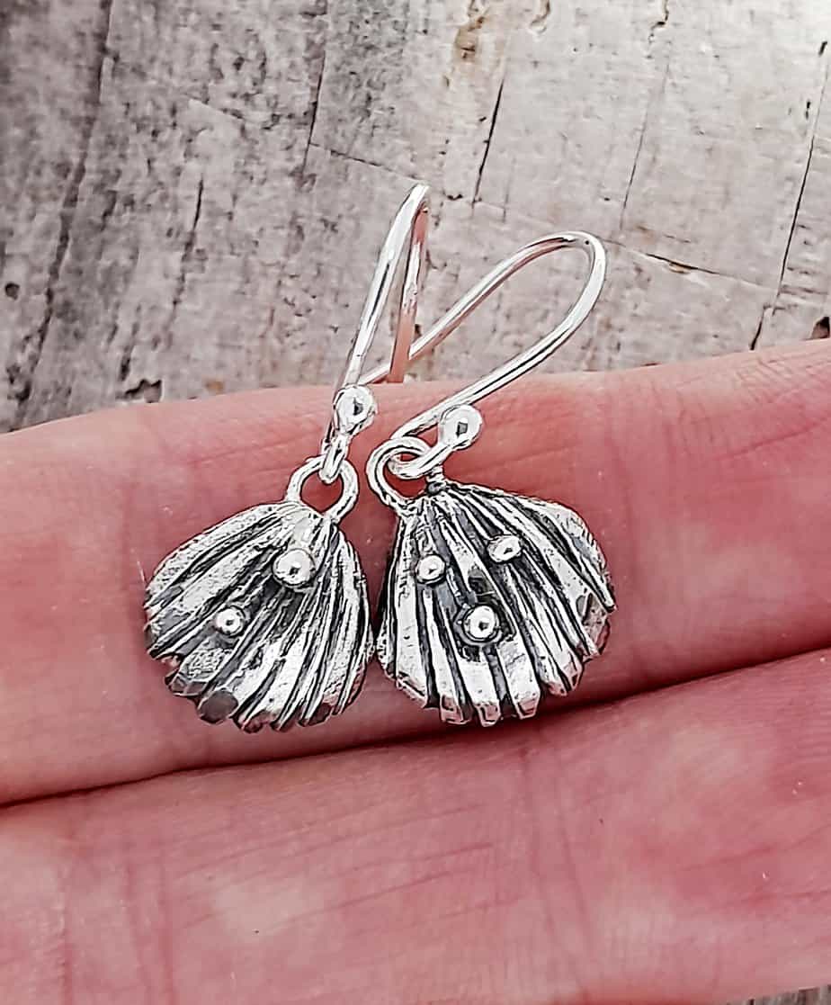 Mini Cockle Shell Drop Earrings - Image 3