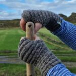 READY KNITTED Wrist Warmers in Natural Grey Colonsay Wool