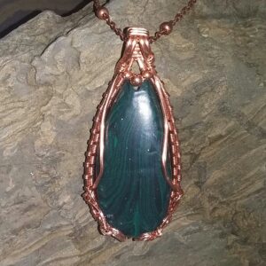 Malachite Effect and Copper Wire Wrapped Necklace - Image 4