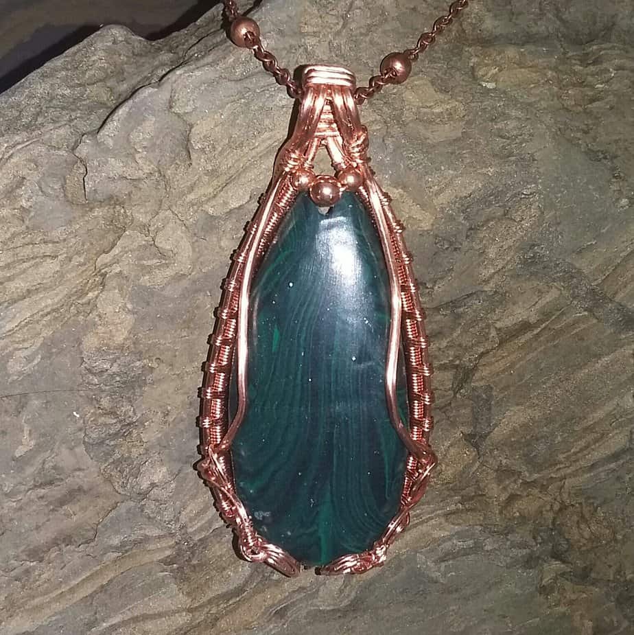 Malachite Effect and Copper Wire Wrapped Necklace - Image 4