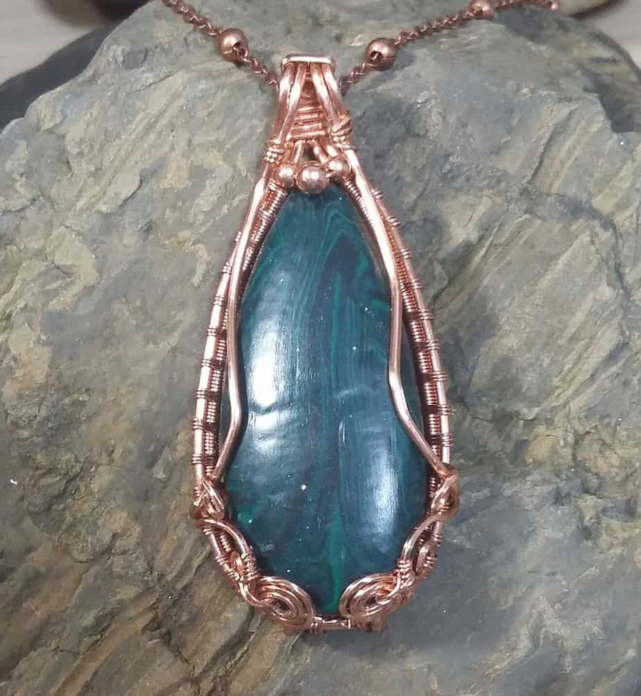 Malachite Effect and Copper Wire Wrapped Necklace - Image 2