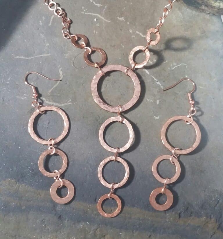 Copper Ringed with Handmade Chain Necklace Set - handmade by Quiet Space Arts (view 3)