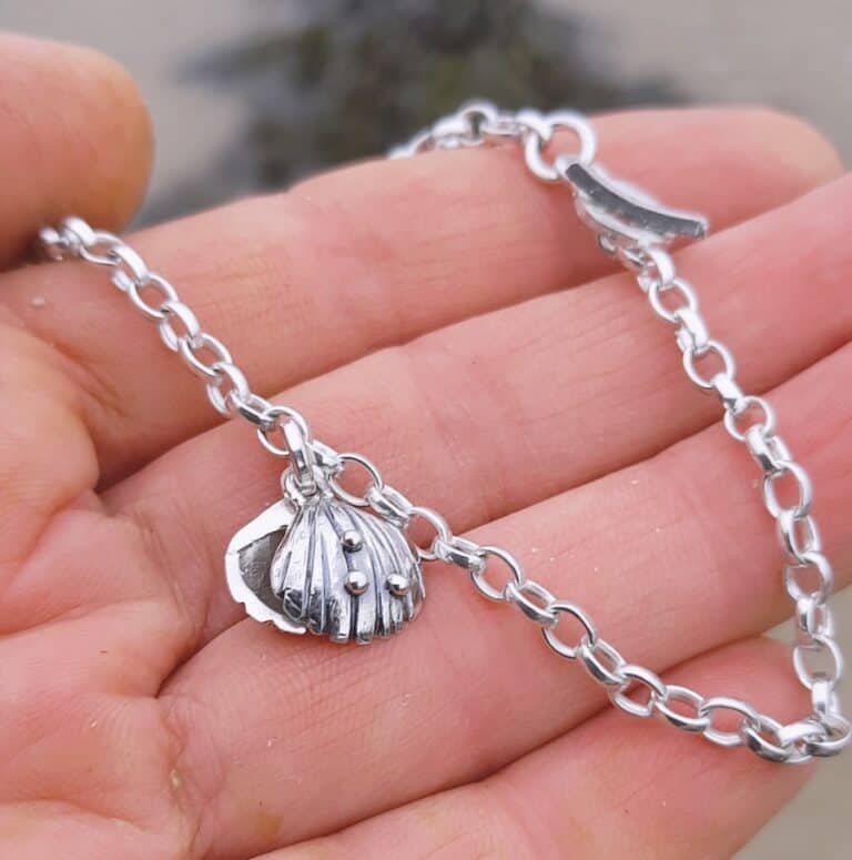 Beach combing Charm Bracelet double Cockle Shell
