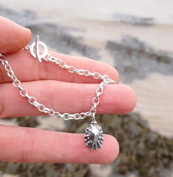 Beach combing Charm Bracelet with Silver Limpet Shell - handmade by Marion Miller Jewellery (view 4)