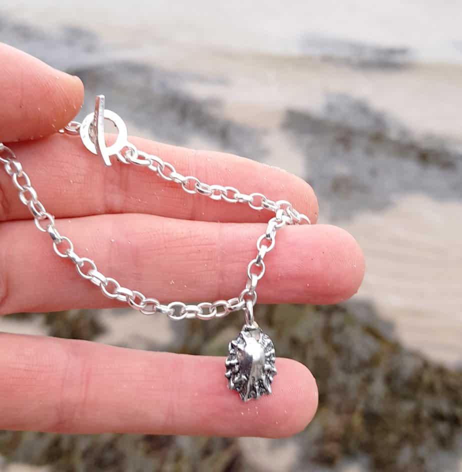 Beach combing Charm Bracelet with Silver Limpet Shell - handmade by Marion Miller Jewellery (view 4)