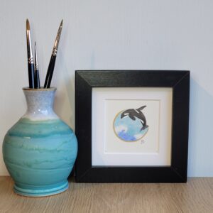 Original Watercolour Painting - Killer Whale mini framed - Image 4