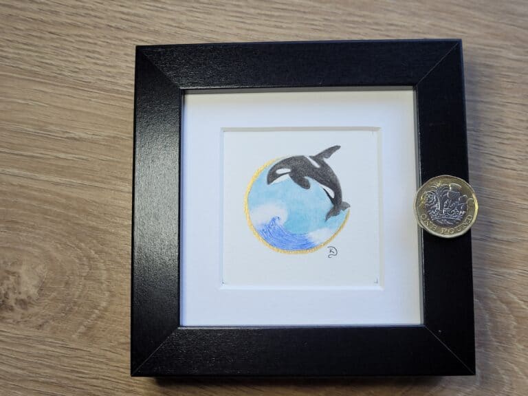 Original Watercolour Painting - Killer Whale mini framed