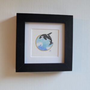 Original Watercolour Painting - Killer Whale mini framed - Image 3