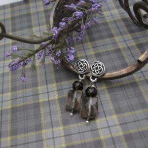 Smokey Quartz, Celtic Earrings, Silver Plated, Gift for Her - handmade by Indigo Berry (view 2)