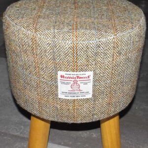 Small Round Footstool with Herringbone Check Harris Tweed - handmade by Hebridean Footstools & Home Accessories (view 4)