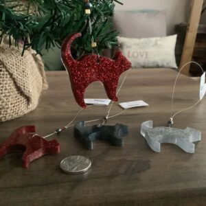 Christmas Cat Decorations Set of 3 - handmade by Camella Crafts