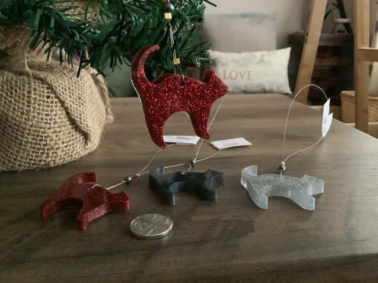 Christmas Cat Decorations Set of 3 - handmade by Camella Crafts