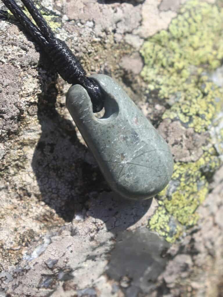 Small Hebridean Greenstone pendant - handmade by Gneiss Things (view 2)