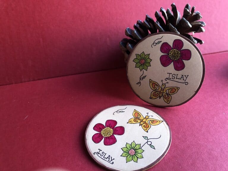 Handmade Leather Coaster Pair - handmade by Islay Celtic Craft Shop