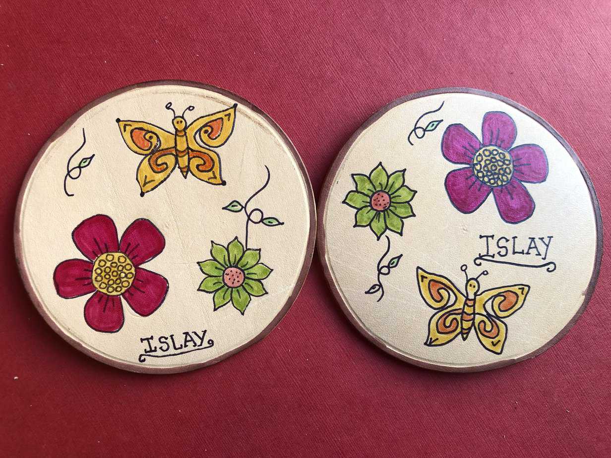 Handmade Leather Coaster Pair - handmade by Islay Celtic Craft Shop (view 2)