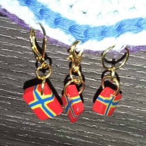 6 x Windy Orkney Flag Stitch Markers - handmade by Quiet Space Arts (view 3)