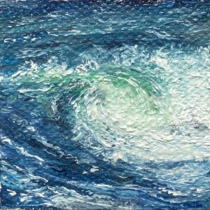 "Wave breaking” Iona Original miniature framed oil painting. - Image 2
