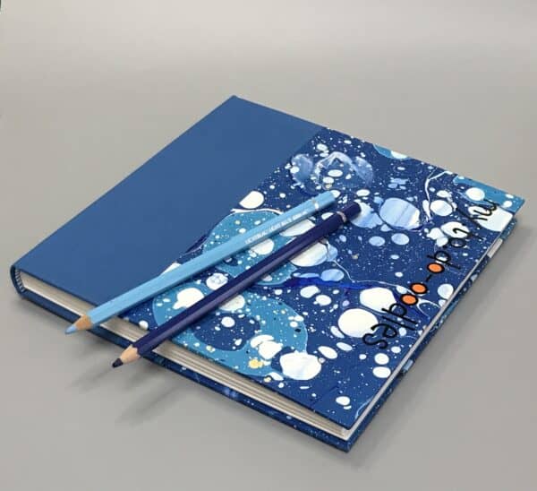 Big Square sketch book with blue marbled cover