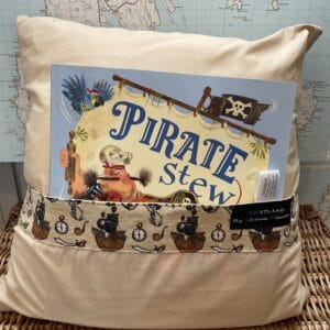 Novelty Children's Book Cushion - Pirate with wooden leg - handmade by SHetland by Sheila Hankin (view 4)