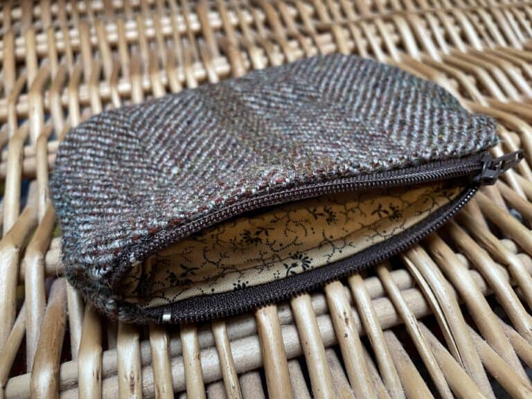Shetland Tweed Coin Purse - brown and cream earth colour - handmade by SHetland by Sheila Hankin (view 4)