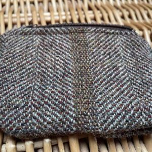 Shetland Tweed Coin Purse - brown and cream earth colour - handmade by SHetland by Sheila Hankin