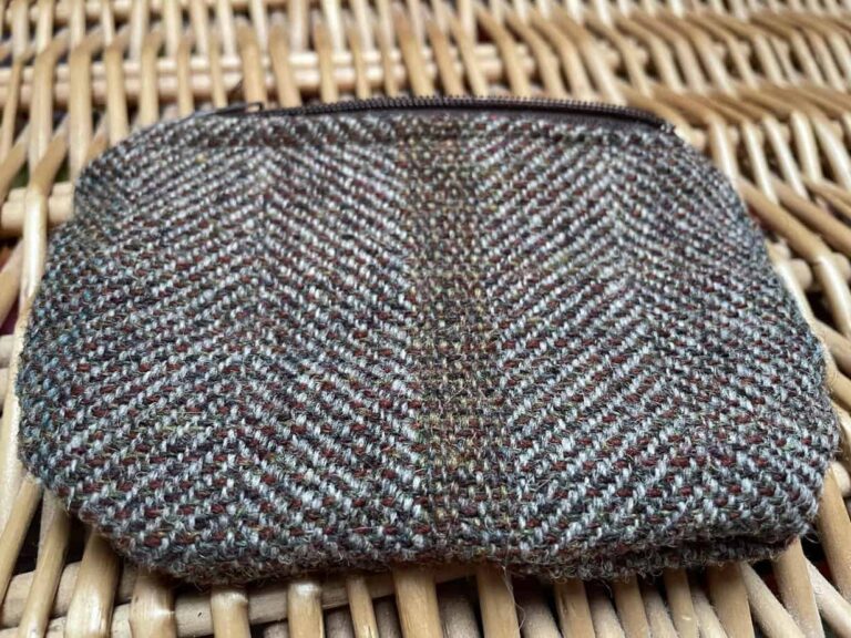 Shetland Tweed Coin Purse - brown and cream earth colour - handmade by SHetland by Sheila Hankin