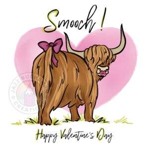 Highland Cow Smooch Valentine’s card - Image 2