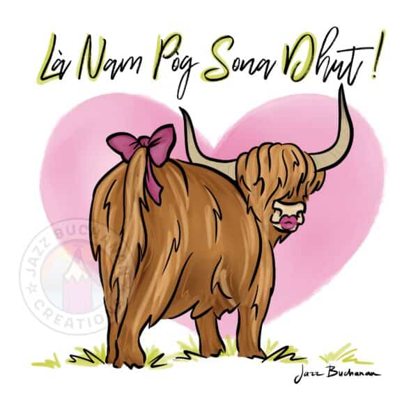Gàidhlig Highland Cow Valentine’s card