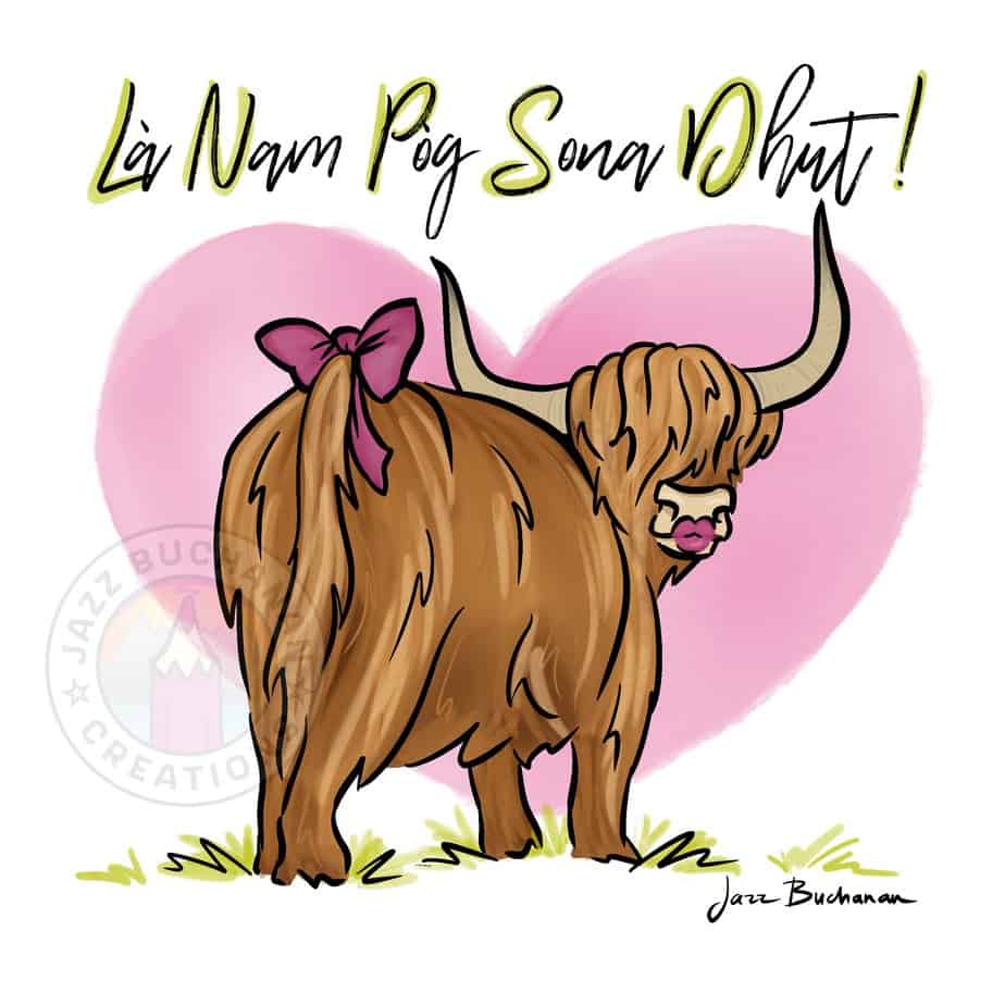Gàidhlig Highland Cow Valentine’s card - Image 2