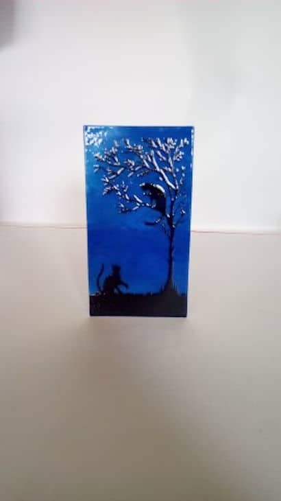 Cat tea light holder - handmade by Arran Glass Artist