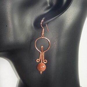 'Opening of Spring' Copper and Goldstone Drop Hook Earrings - Image 4