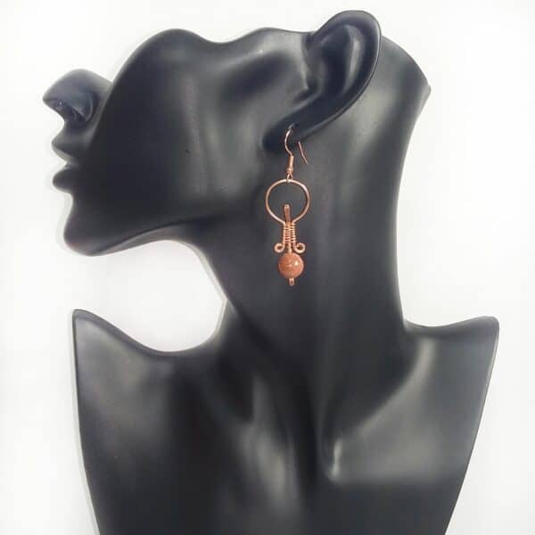'Opening of Spring' Copper and Goldstone Drop Hook Earrings