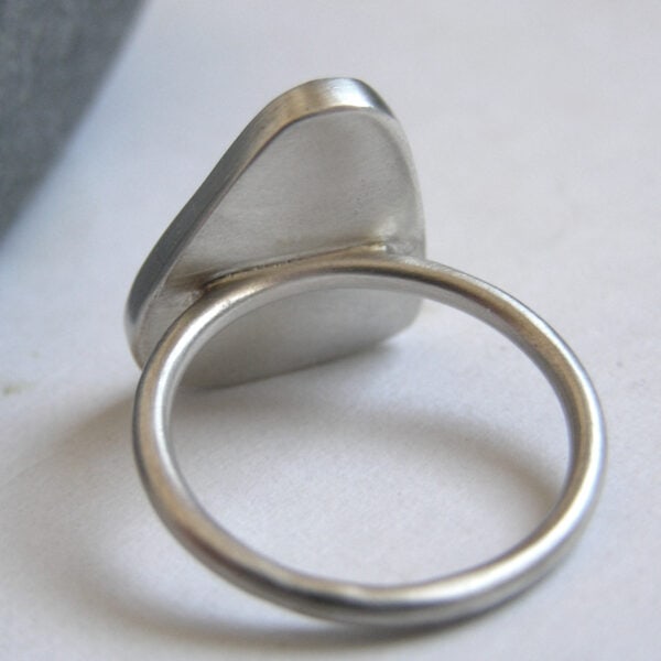 Green Sea glass Ring Handmade in Recycled Sterling Silver Size M 1/2 - handmade by Hazel's Sea Jewellery (view 5)