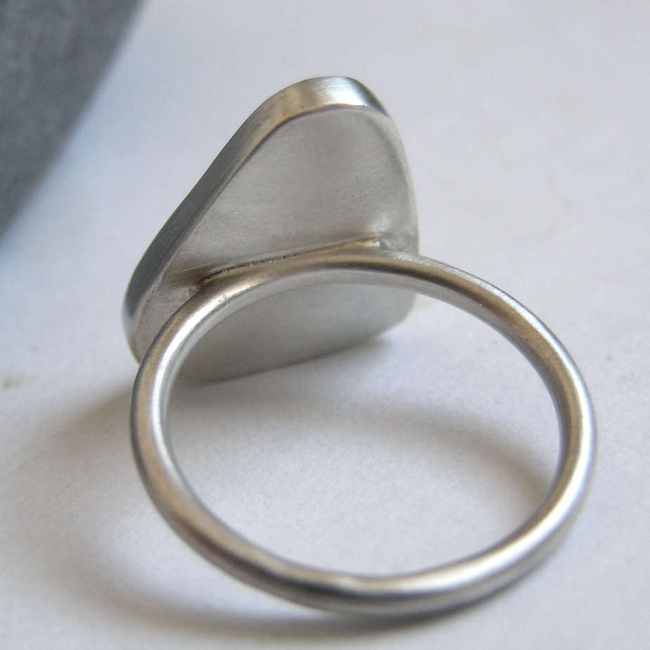 Green Sea glass Ring Handmade in Recycled Sterling Silver Size M 1/2 - handmade by Hazel