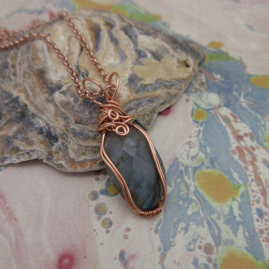 Labradorite Pendant, Rose Gold Plated - Image 2