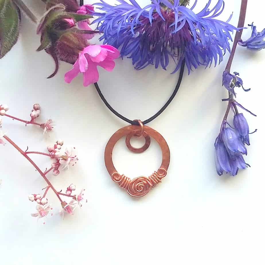 Copper Ringed Rose Necklace - Image 3