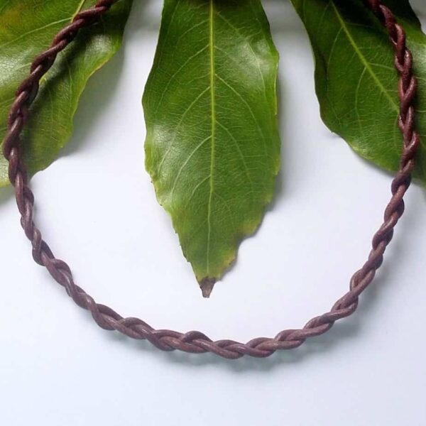 Unisex Leather Twist Braid Necklace - handmade by Quiet Space Arts
