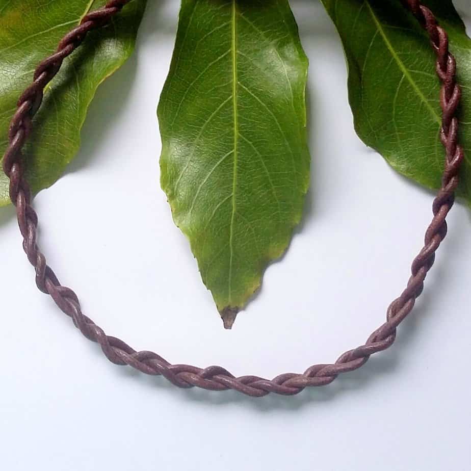 Unisex Leather Twist Braid Necklace - handmade by Quiet Space Arts
