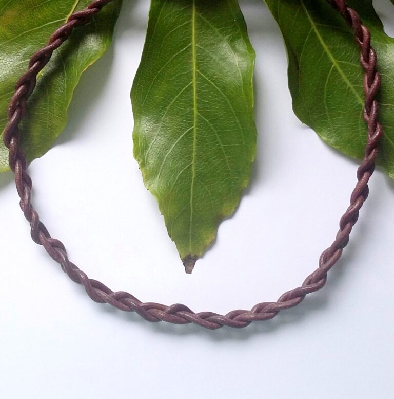 Unisex Leather Twist Braid Necklace - handmade by Quiet Space Arts (view 2)