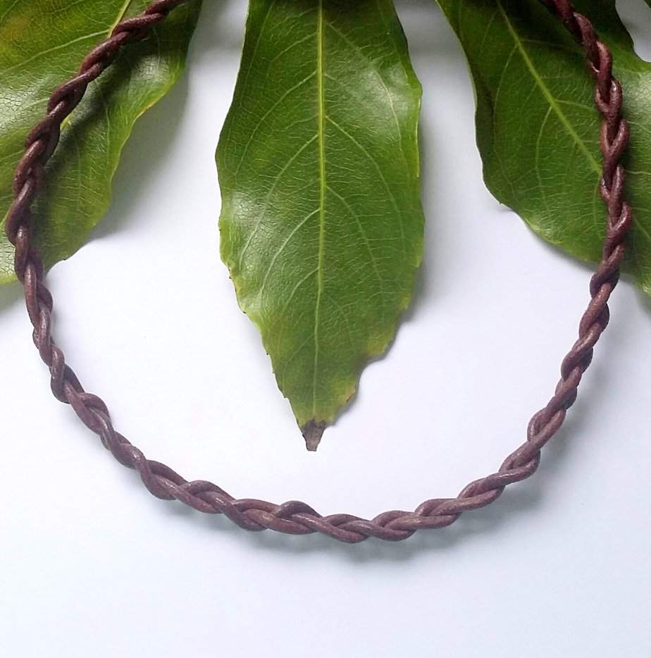Unisex Leather Twist Braid Necklace - handmade by Quiet Space Arts (view 2)