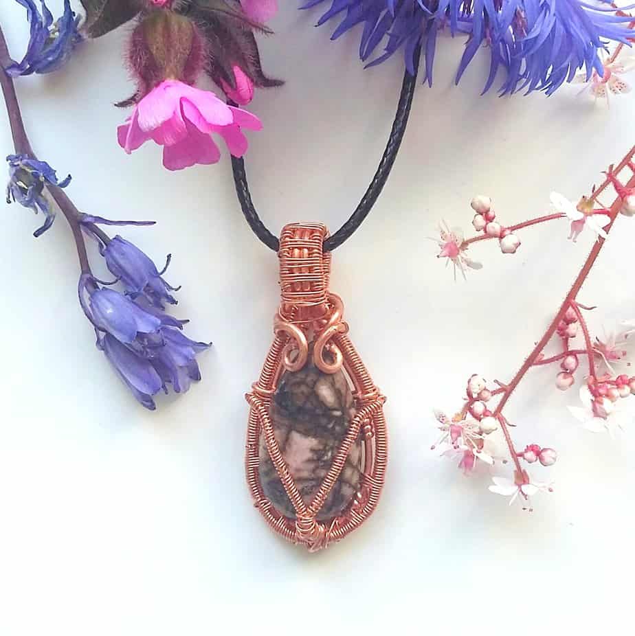 Rhodonite Stone with Copper Necklace