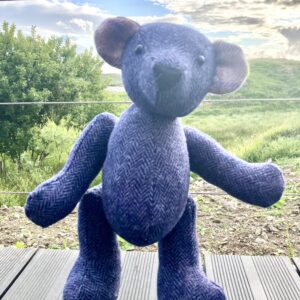 Harris Tweed Heirloom Bear - Purple Herringbone - Image 3