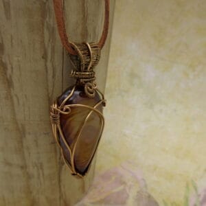 Onyx Pendant, Antique Bronze, Wire Wrap Necklace - handmade by Indigo Berry (view 2)