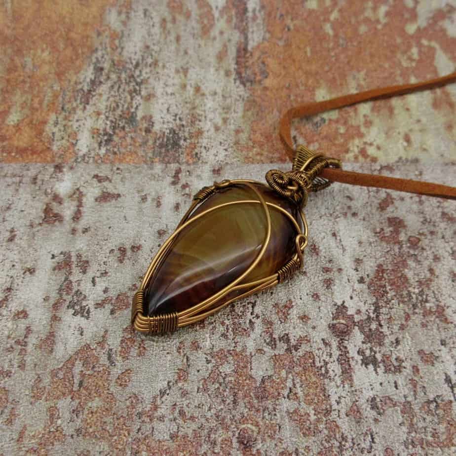 Onyx Pendant, Antique Bronze, Wire Wrap Necklace - handmade by Indigo Berry