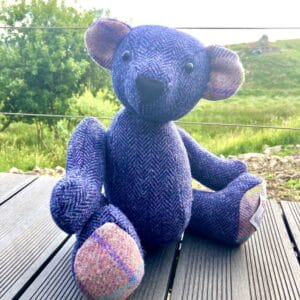 Harris Tweed Heirloom Bear - Purple Herringbone - Image 2
