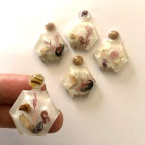 Hexagon bottle brooch, resin jewellery from Shetland. - handmade by Sarah Kay Arts (view 10)