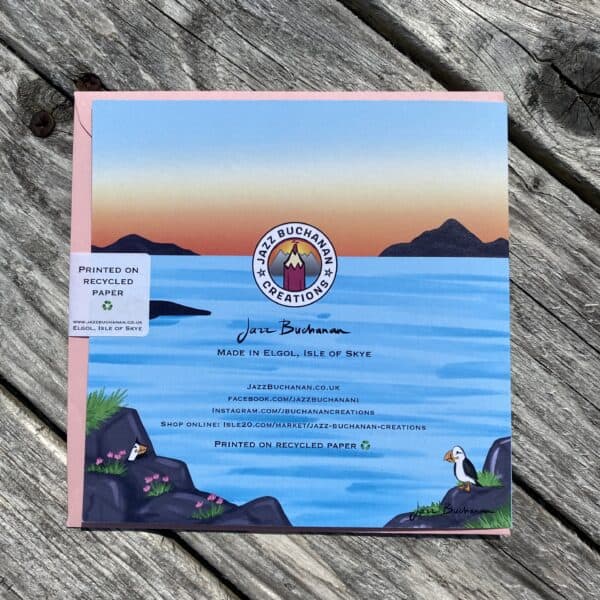 Puffin birthday card in English and Scottish Gaelic