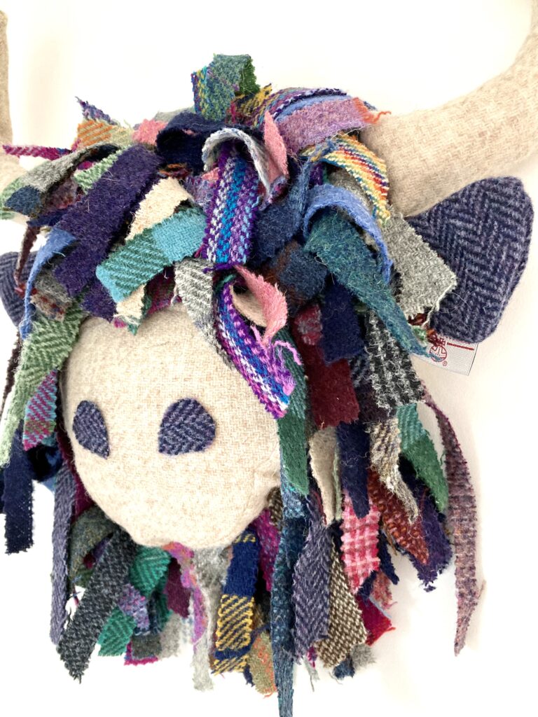 Harris tweedy. Scruffy moo wall hanging/bust- made to order - handmade by Tide and Thistle (view 5)