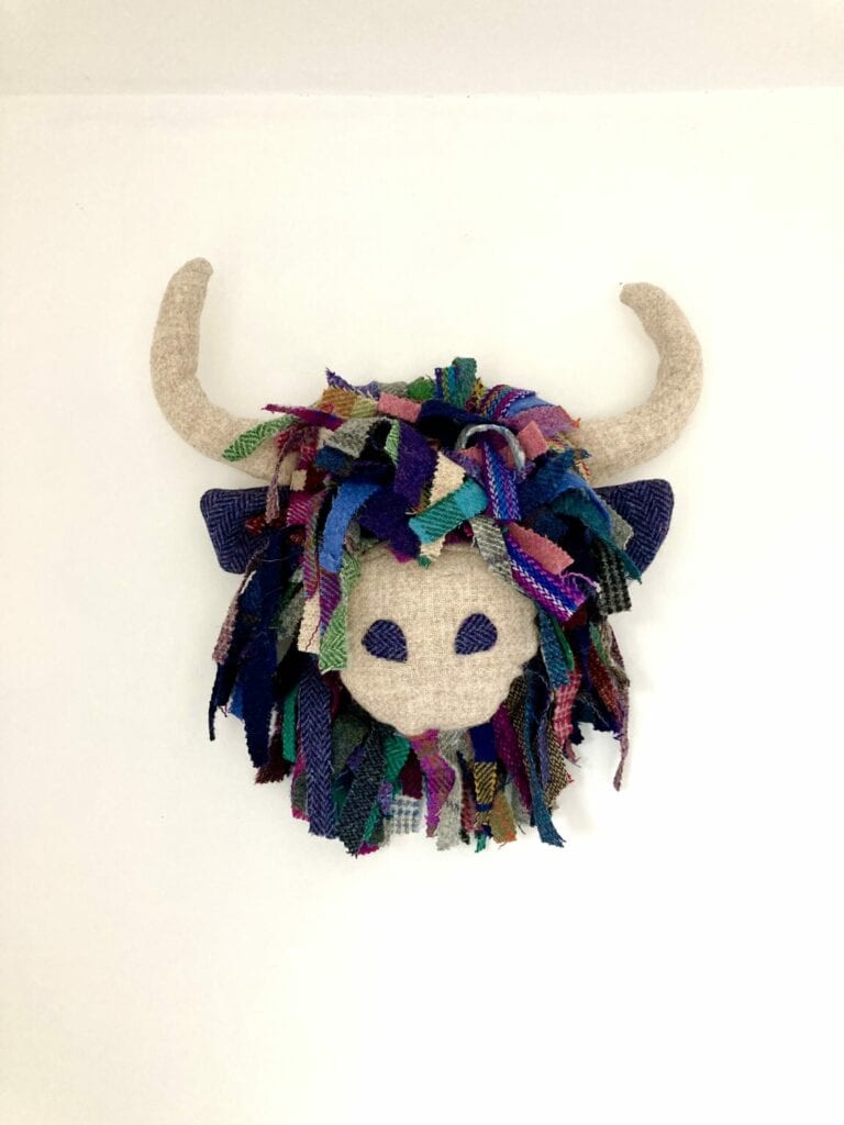 Harris tweedy. Scruffy moo wall hanging/bust- made to order - handmade by Tide and Thistle